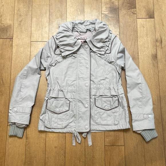 Juicy Couture Womens Drawstring Jacket Coat utility SMALL Lavender Gray Zipper - Picture 10 of 15